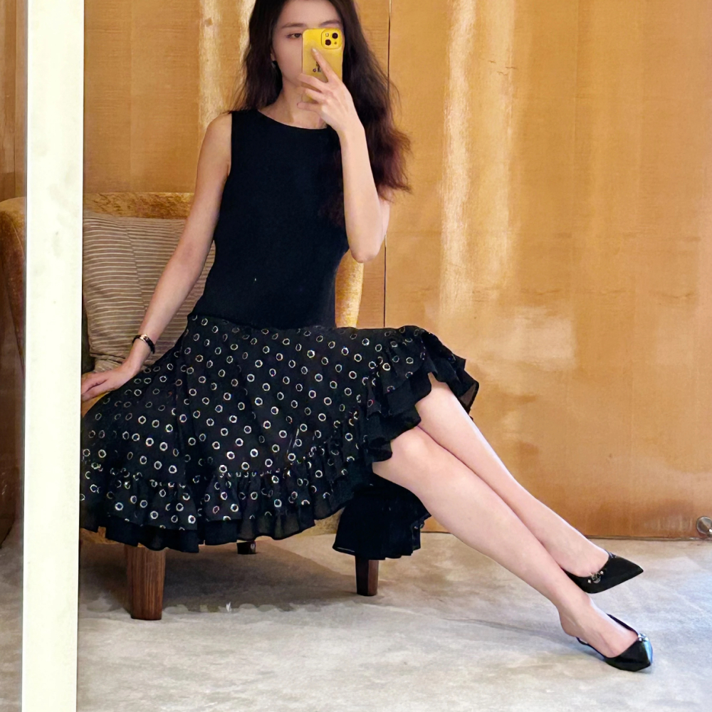 루이비통 벨벳 도트 레이어드 드레스 1AHGYH