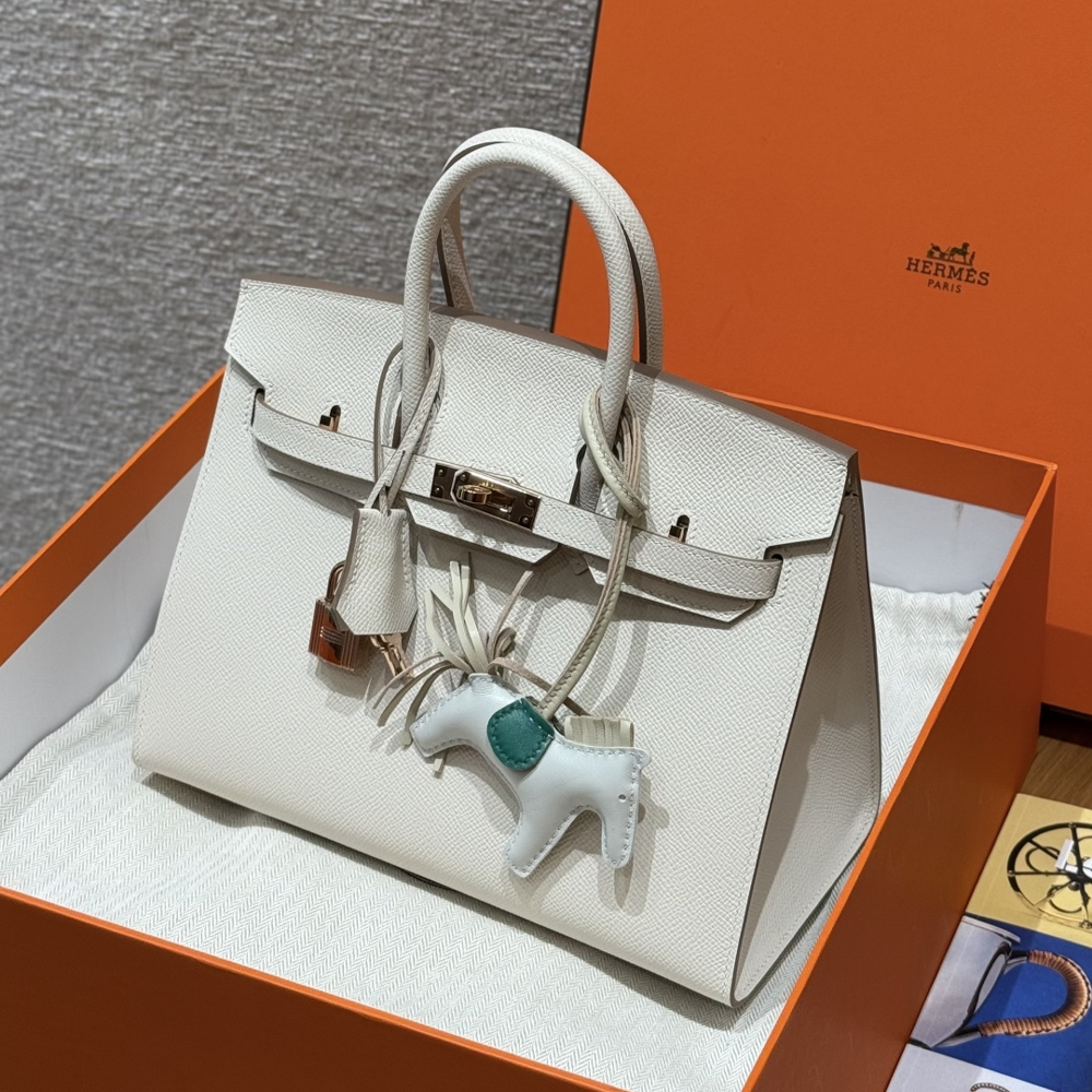 올수공 에르메스 버킨 25 Craie 엡송 가죽 로즈골드 하드웨어