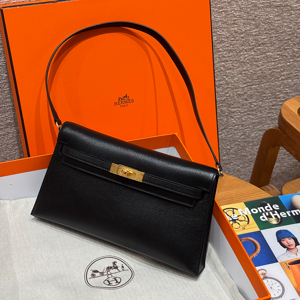 올수공 에르메스 켈리 엘란 noir 쉐브르 가죽 골드 하드웨어