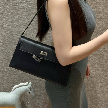 올수공 에르메스 켈리 엘란 noir 쉐브르 가죽 실버 하드웨어