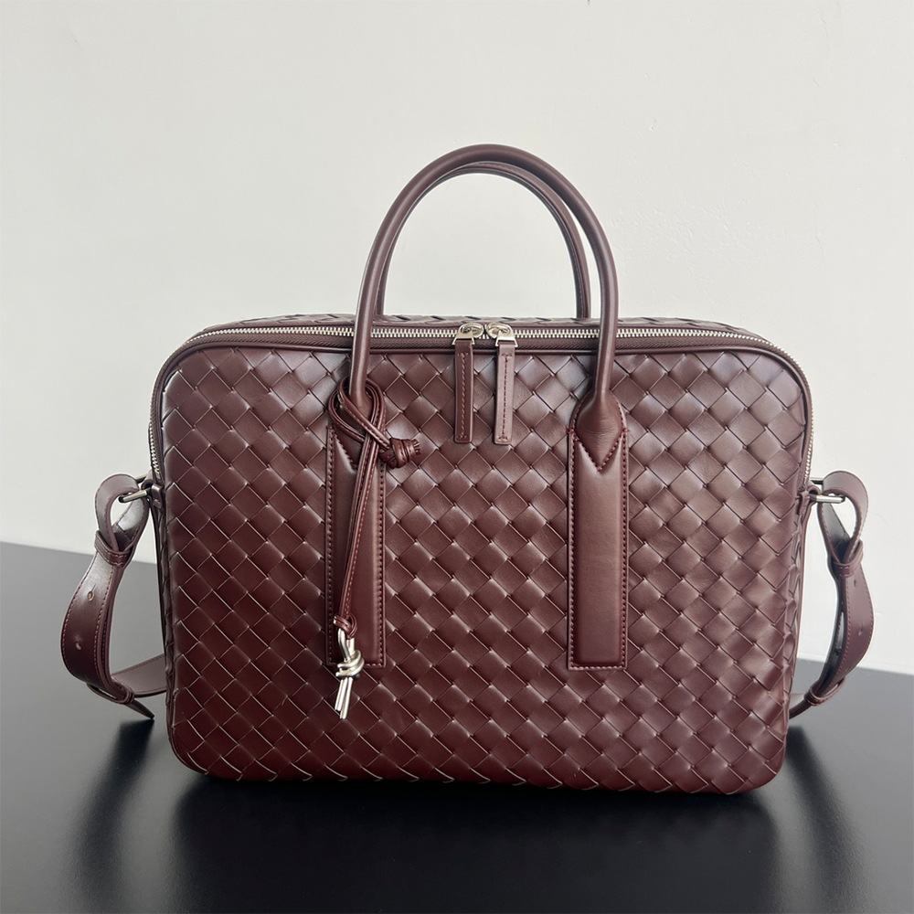 보테가베네타 25SS 겟어웨이 브리프케이스 버건디 766361
