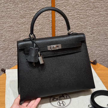 올수공 에르메스 켈리 25 noir 엡송 가죽 실버 하드웨어