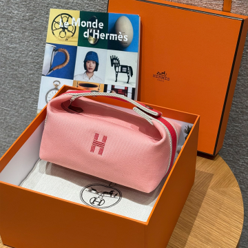 올수공 에르메스 브리드 어 브랙 파우치 PM goyave 코튼 실버 하드웨어