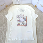 최고퀄 디올 Souvenir 티셔츠 화이트 코튼 린넨 저지 & 멀티 컬러