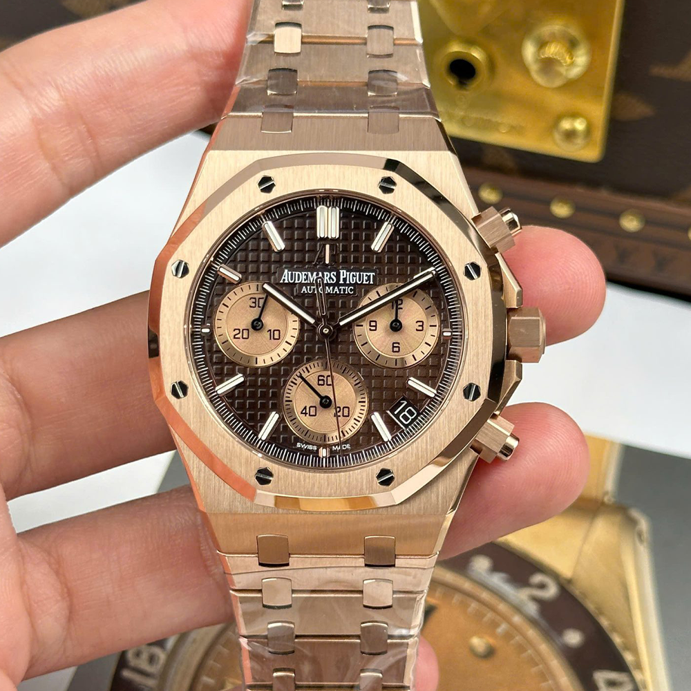 APS공장 오데마피게 로얄오크 크로노그래프 브라운 다이얼 로즈골드 금통 41mm 26239