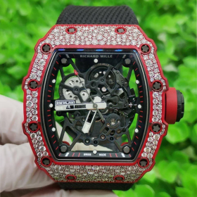 CNC 커스텀 리차드밀 라파엘 나달 레드 카본 천연 다이아 세팅 RM35-02