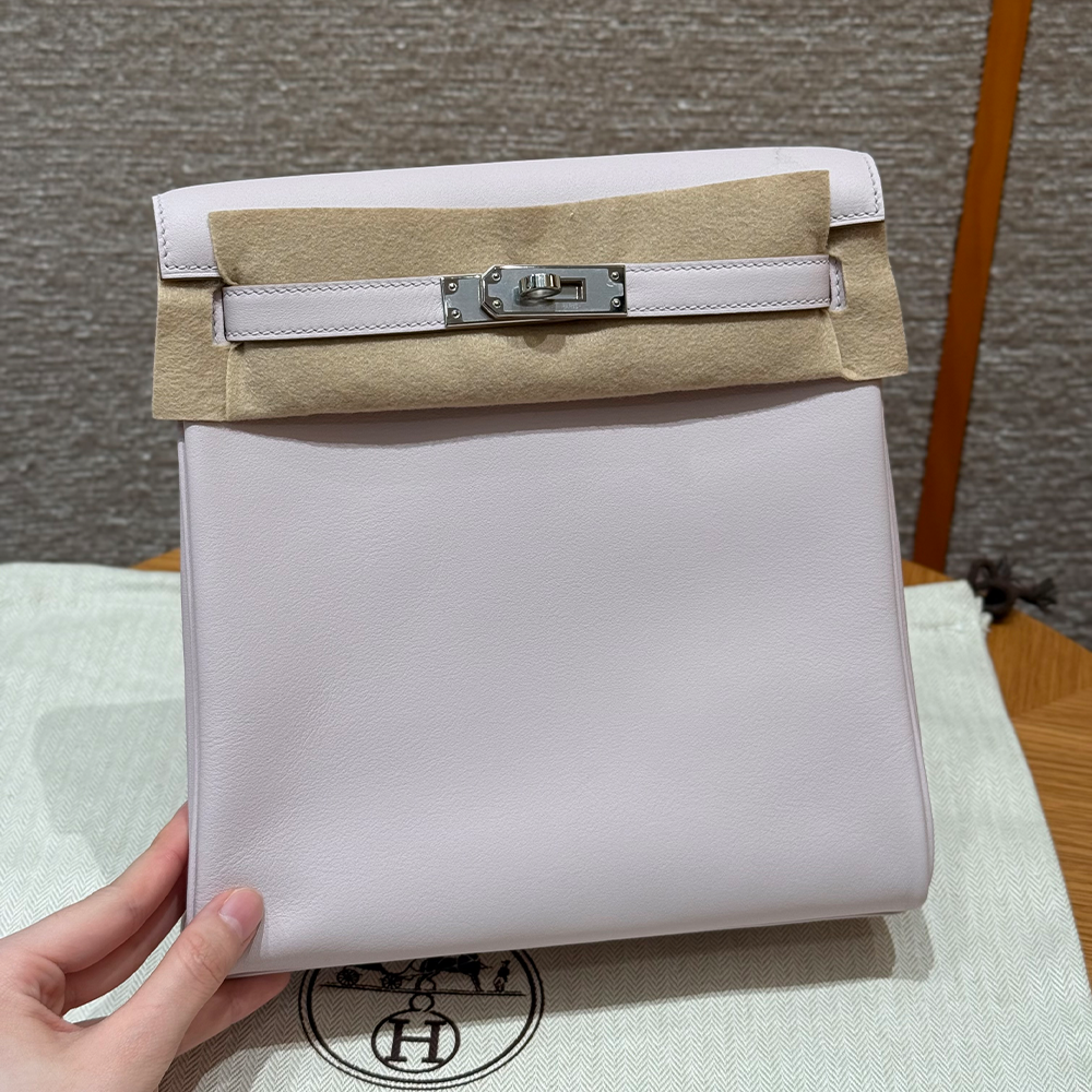 올수공 에르메스 켈리 아도 PM Mauve pale 스위프트 가죽 실버 하드웨어