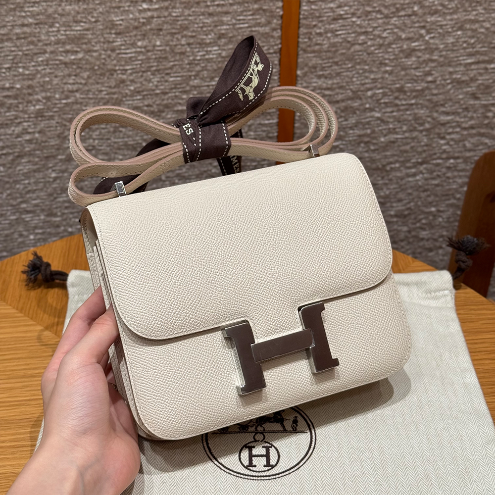 올수공 에르메스 콘스탄스 19 Craie 엡송 가죽 실버 하드웨어