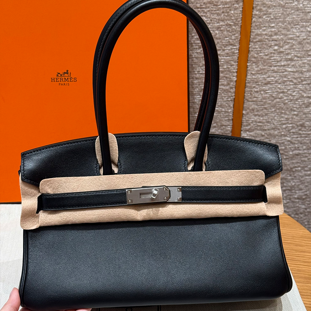 올수공 에르메스 숄더 버킨 백 29 Noir 스위프트 가죽 실버 하드웨어